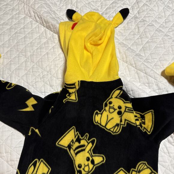 Pokemon Pikachu One Piece Pajama Outfit Youth XS (6/7) S Black Hooded - Picture 8 of 8